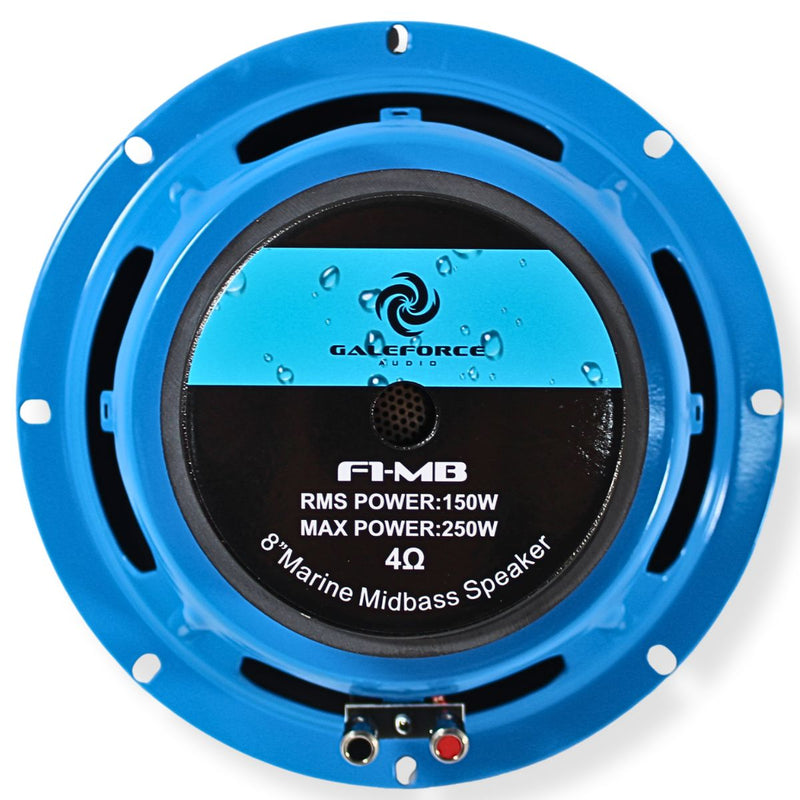 Motorcycle/Marine Waterproof 8" 4-Ohm 150W RMS Midrange Galeforce F1 Speaker