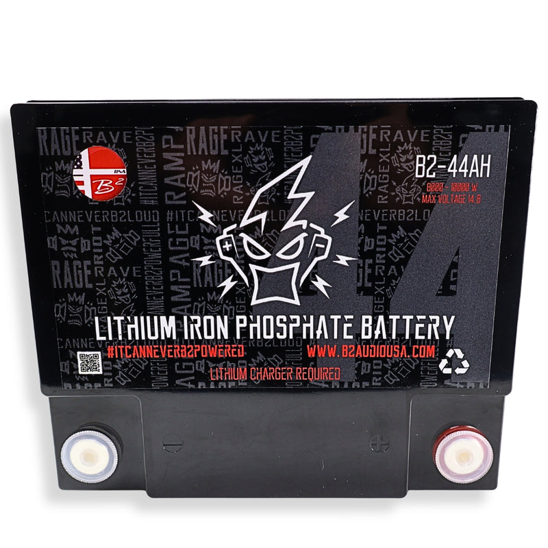 B2 Audio 44Ah LiFePO4 Lithium Battery 12V 5000W High Performance Car Audio