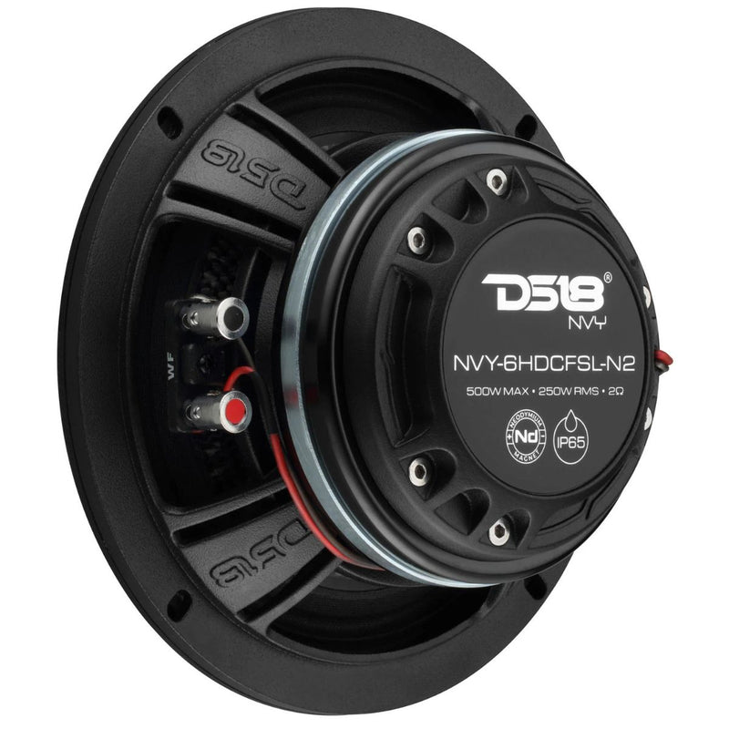 6.5" 250W RMS 2 Ohm Marine Coaxial Speakers Carbon Fiber DS18 NVY-6HDCFSL-N2