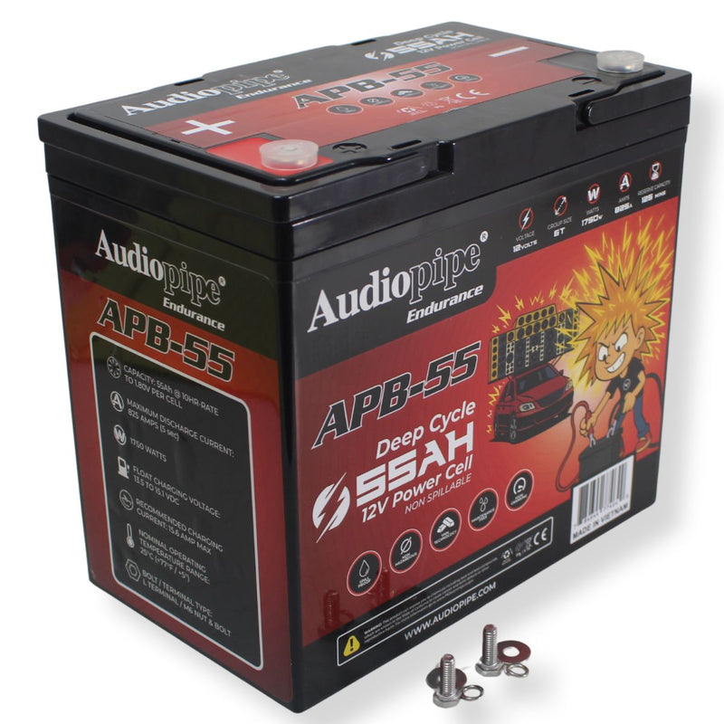 Audiopipe APB-55 12V 1750W 825Amp AGM Deep Cycle Power Cell Battery 55Ah