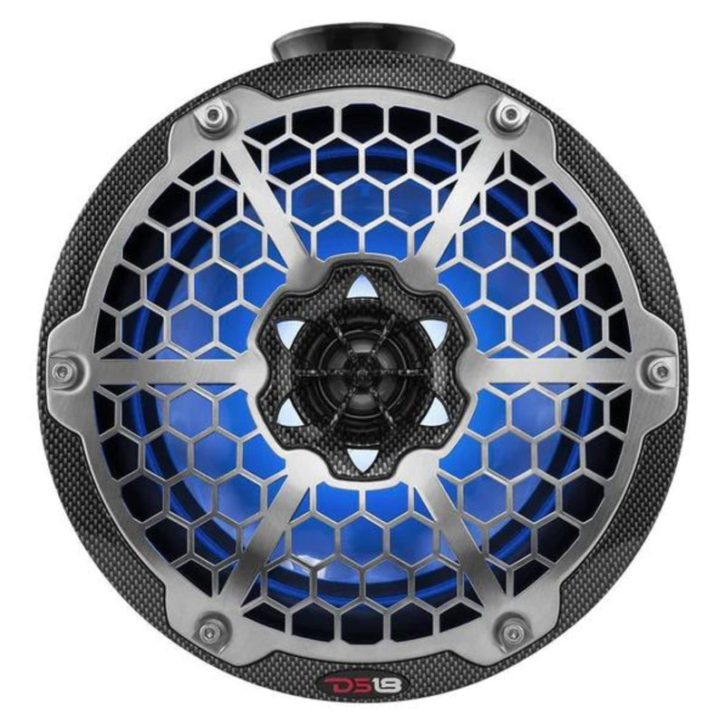 DS18 CF-PS8 8" Carbon Fiber Marine Pod Speakers 125W RMS 4-Ohm w/ RGB LED Lights