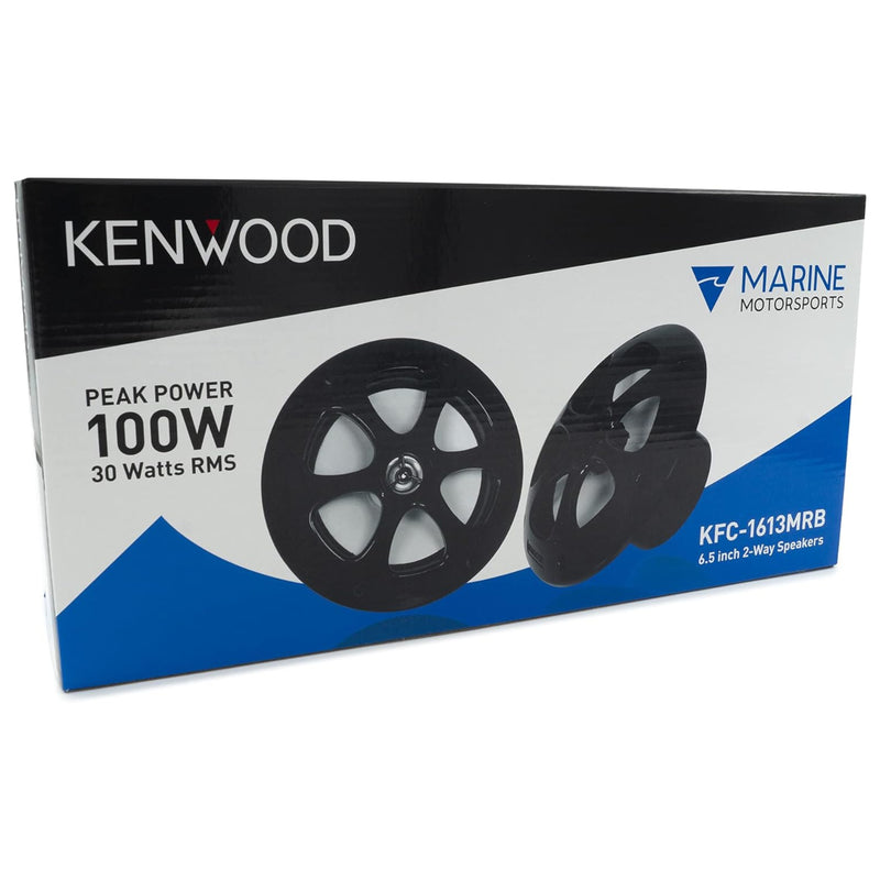 Pair of Kenwood Black 6.5" 30W RMS 4 Ohm 2 Way Coaxial Marine Speakers