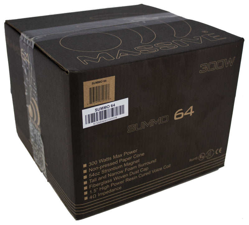 MASSIVE AUDIO SUMMO-64 - 6" SINGLE 4 OHM CAR AUDIO SUBWOOFER 300W