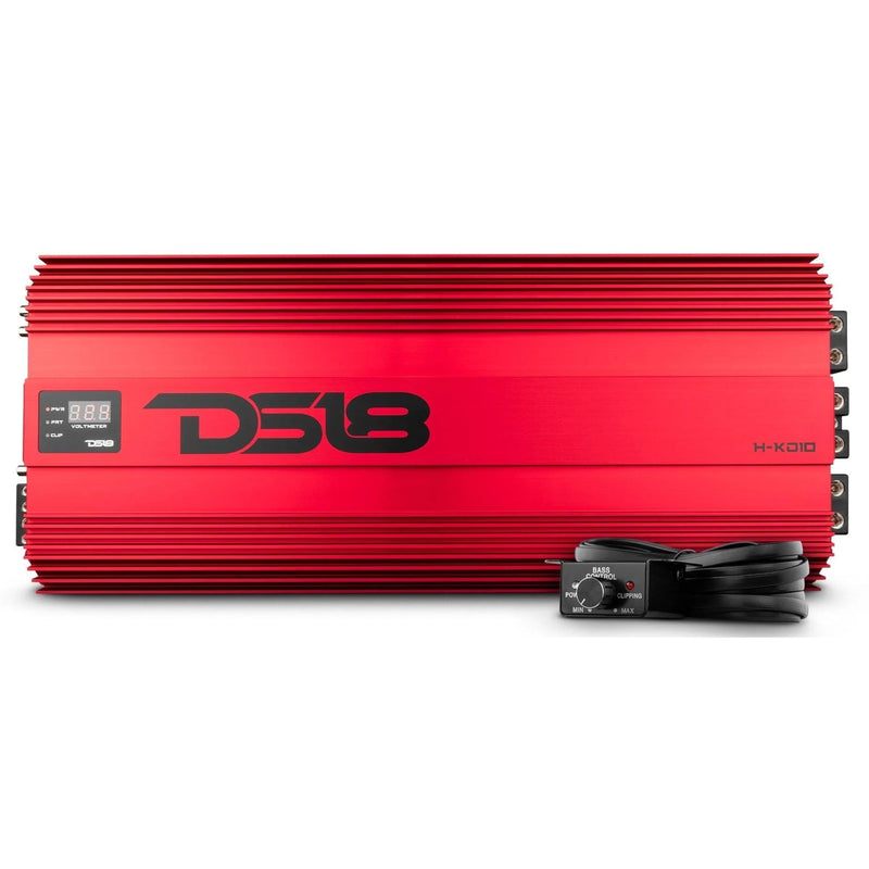 DS18 Hooligan KO Series Red Monoblock 10K Watt 1-Ohm Amplifier H-KO-10/RD