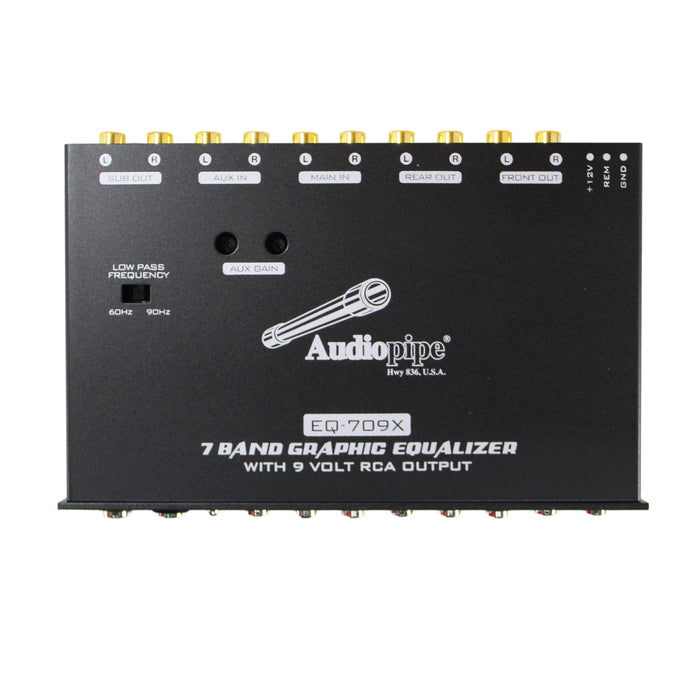 Audiopipe 7 Band 9V Line Driver with Subwoofer Control Graphic Equalizer EQ-709X