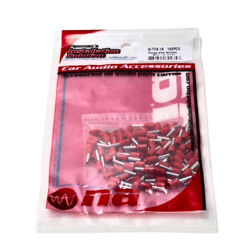 Audiopipe Installation Solution 100pk/RD 16 Gauge Wire Ferrules IS-TFK-16