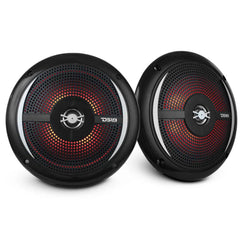 DS18 6.5" 200W 4-Ohm 2-Way Slim Marine Speakers Pair W/RGB LED Black NXL-6SL