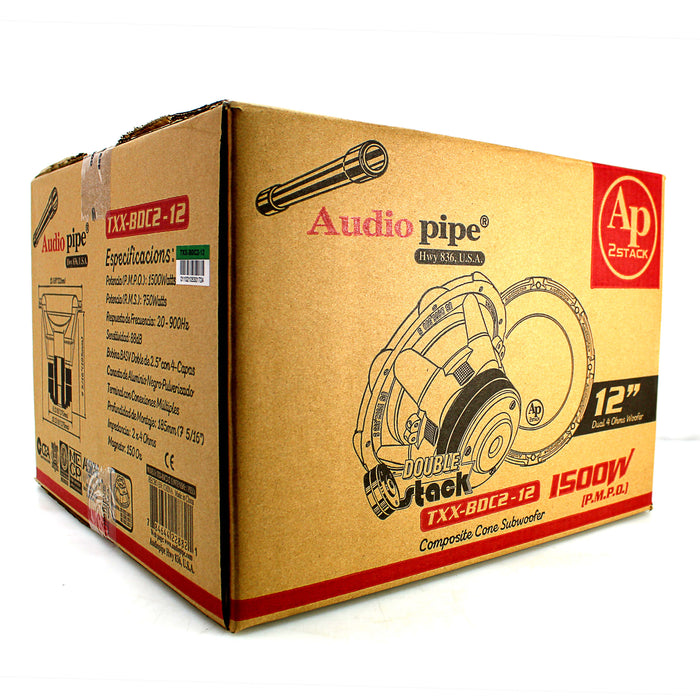 Audiopipe BD 12" Subwoofer 1500W PMPO, 750W RMS Dual 4-Ohm VC TXX-BDC2-12