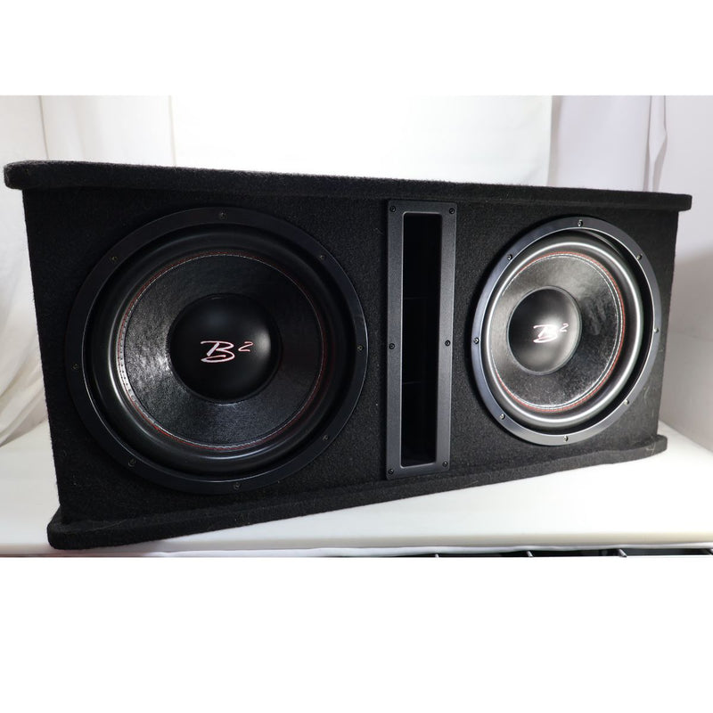 B2 Audio Dual 12" 1000W RMS Dual 2 Ohm Loaded Subwoofer Enclosure OPEN BOX