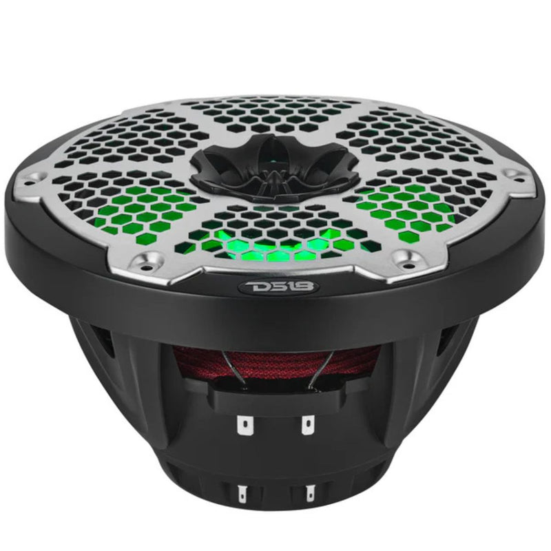 DS18 8" 250W RMS 4-Ohm Marine 2-Way Hybrid Speaker Pair w/ RGB LED NXL-8MD-BK