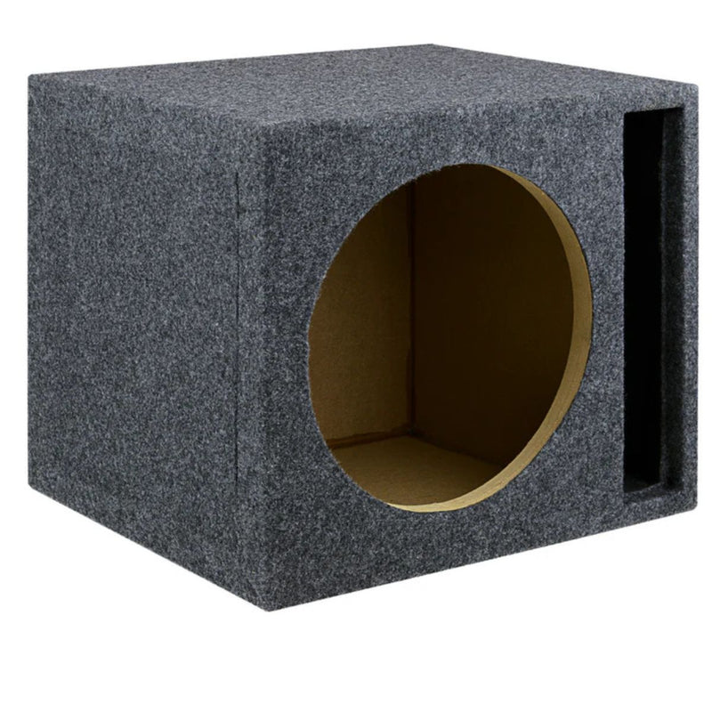 Single 10 Vented Carpeted Subwoofer Box Made w/ Heavy-Duty MDF Construction