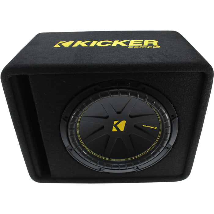 Kicker CompC Single 12" 300W RMS 2-Ohm Loaded Subwoofer Enclosure / 50VCWC122