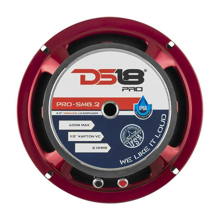 6.5" 200W RMS 2-Ohm Water Resistant Midrange Marine/Motorcycle Speaker Set DS18 PRO-SM6.2