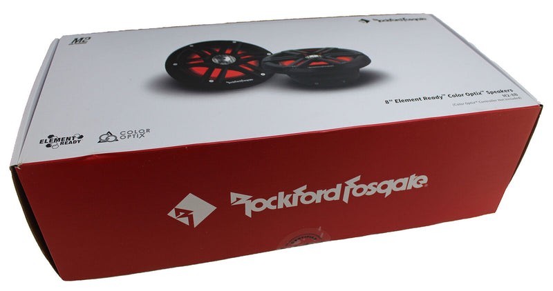 Pair of Rockford Fosgate 8" Black 2000W 4 Ohm Color Optix Marine 2-Way M2-8B