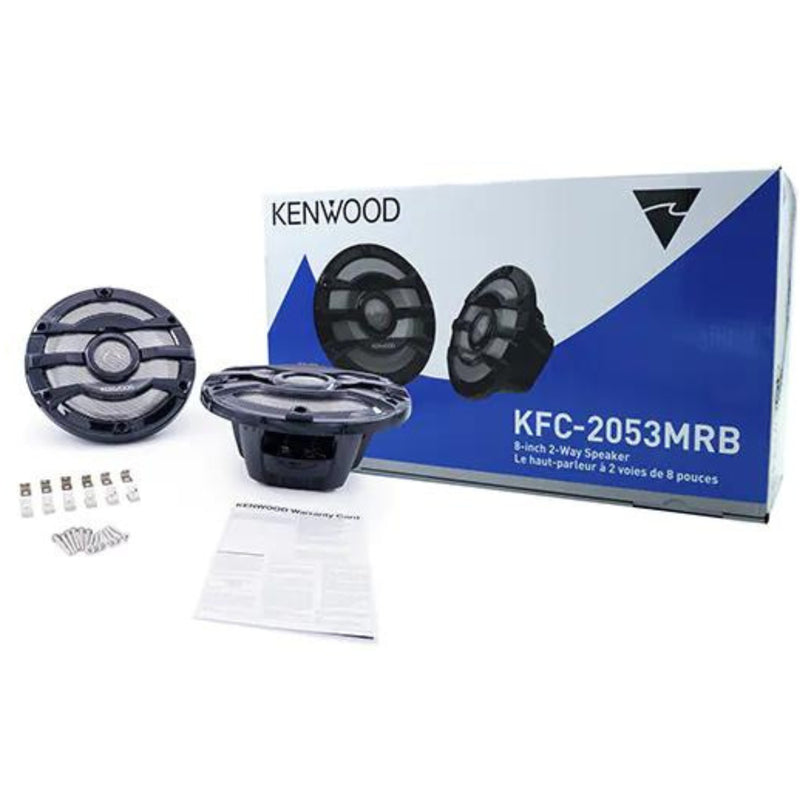 Pair of Black Kenwood 8" 100 Watt RMS 4-Ohm 2-way Marine Speaker System