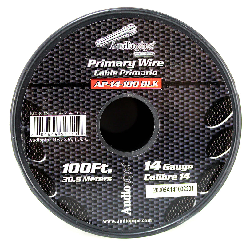 14 GA 100 FT Black Stranded of CCA Primary Power Ground Wire Cable - Full Spool