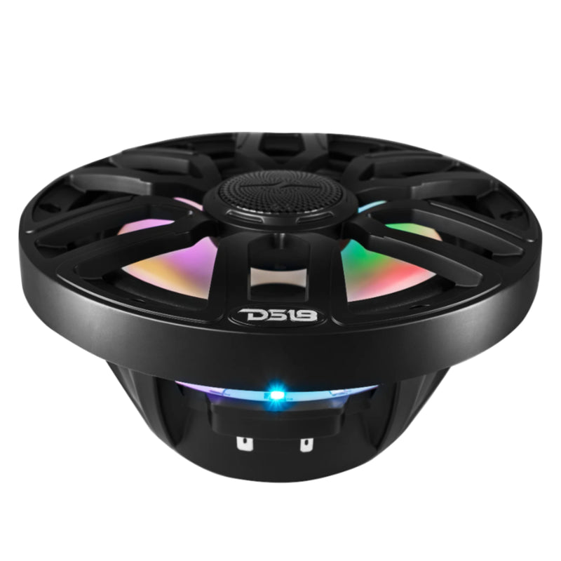 DS18 8" 2-Way 175 Watt RMS 4-Ohm RGB LED Coaxial Marine Speaker Black NXL-IQ8-BK