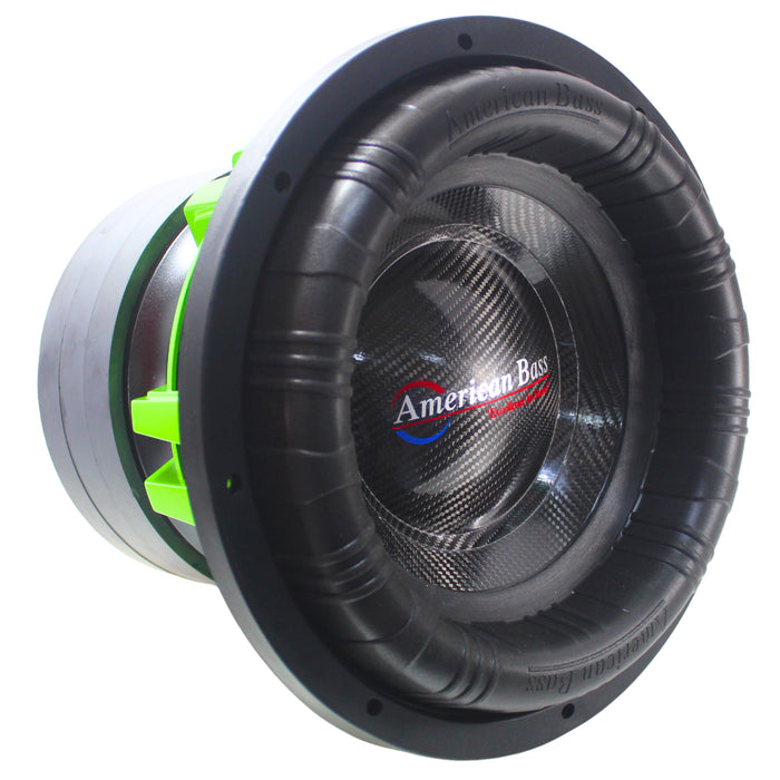 American Bass Godzilla Green/Black 12" Dual 1 Ohm 12000W Peak Sub GODZILLA-12-D1