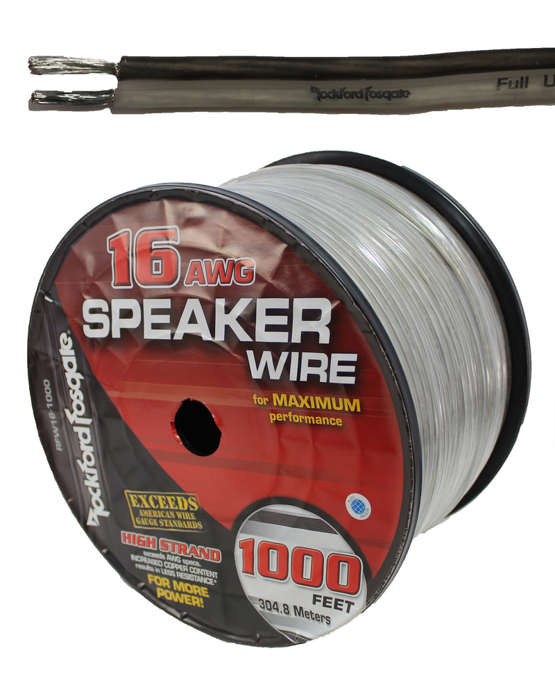 Rockford Fosgate 16 AWG 100% OFC Speaker Wire Silver/Black Lot Cut By The Foot