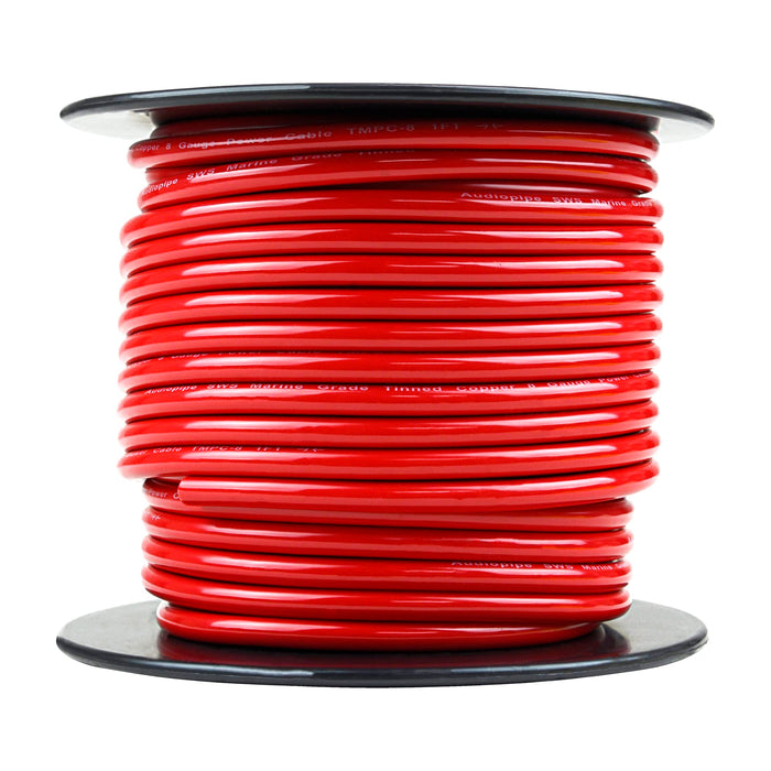 Audiopipe 8 GA OFC Tinned Marine Power/Ground Wire Red Lot Cut By The Foot