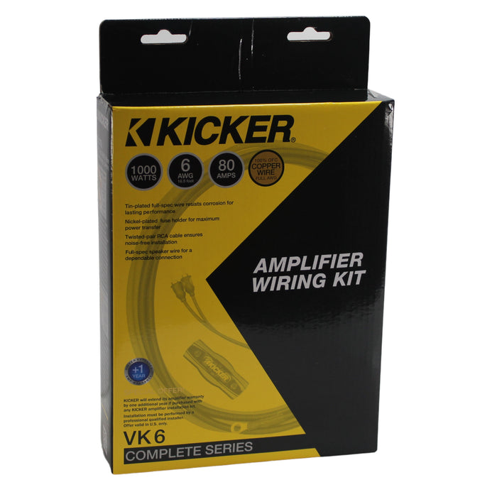 Kicker V-Series Complete 6 AWG 2 Channel Amplifier Installation Wire Kit 47VK6