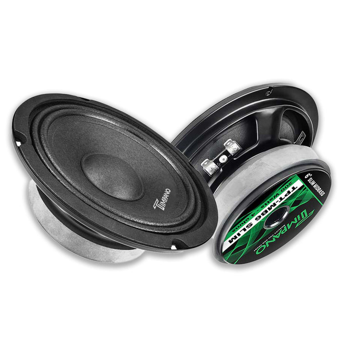 Pair of Timpano 6.5 Mid Bass Speakers w/ Black Bullet Super Tweeters 640W 4 Ohm