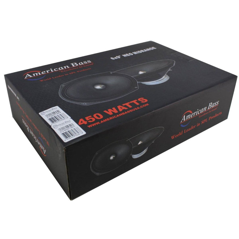 American Bass Pro Car Audio 6x9" 225 Watt RMS 4-Ohm Midrange Speaker Pair NEO69