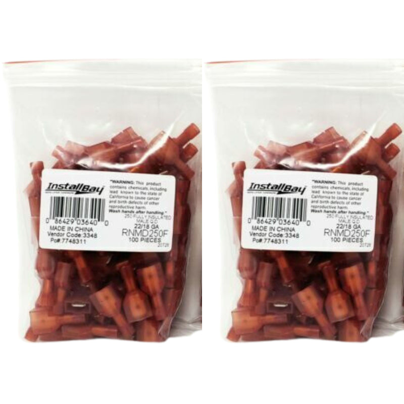 Install Bay 22-18AWG Red Male Insulated Nylon Quick Disconnects 200pcs