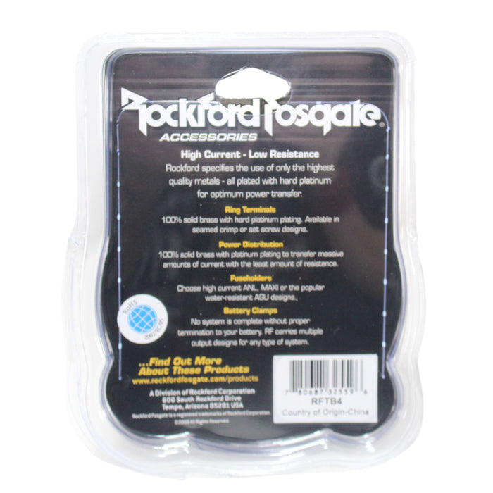 Rockford Fosgate Barrier Spade Terminal Seamed Crimp Style 4 AWG (4 pack) RFTB4