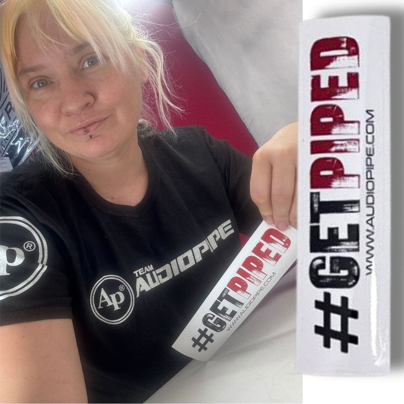 Audiopipe #getpiped White Sticker 7.5" x 2.5" Vinyl Decal