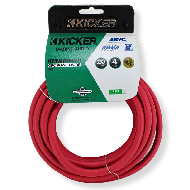 20FT 4 Gauge Marine Tinned OFC Oxygen Free Copper Power/Ground Wire Kicker Red