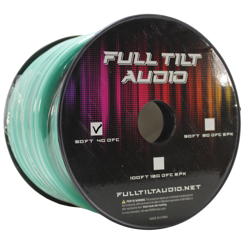 Full Tilt Audio 4GA Tinned OFC Power/Ground Wire Teal Lot Cut By The Foot