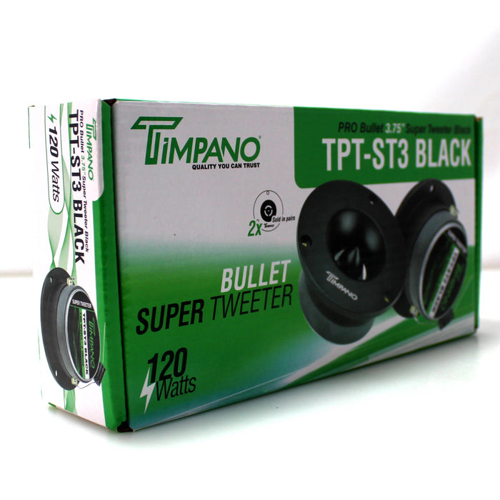 Timpano 3.75 Inch 240W 4 Ohm 1 Inch VC Black Bullet Super Tweeters Pair TPT-ST3