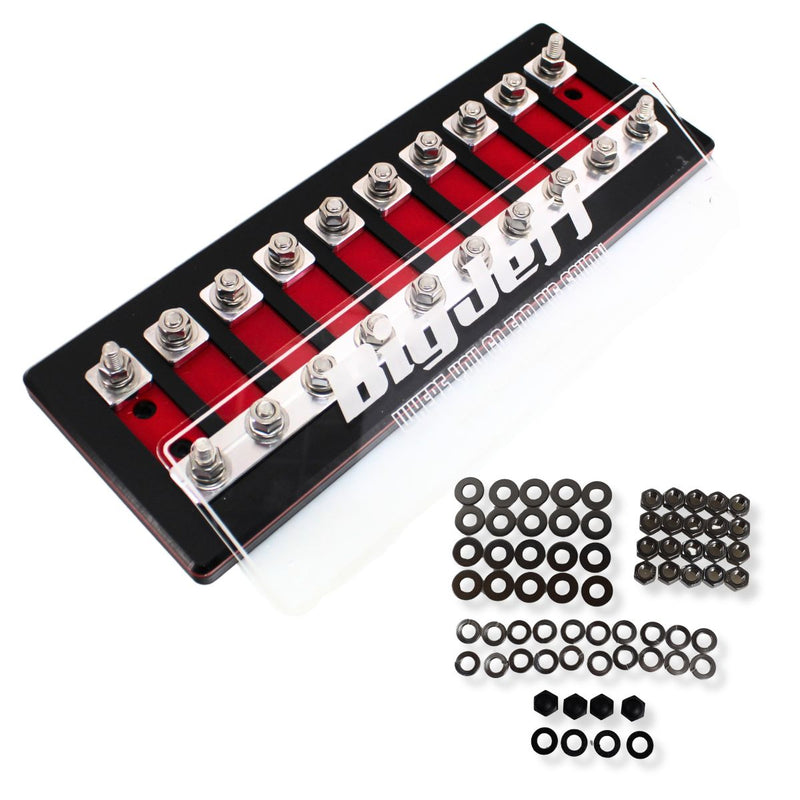 10 Spot Heavy Duty ANL Fuse Distribution Block w/ Acrylic Big Jeff Audio Cover
