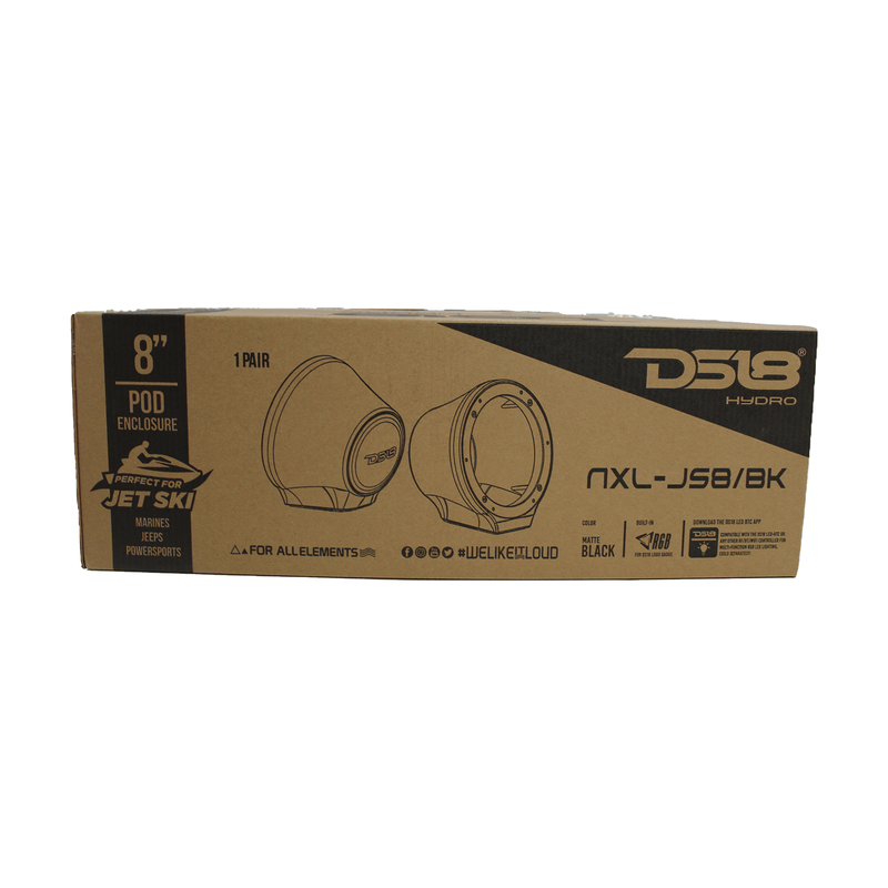 DS18 8" Jet Ski, Marine, Jeep & UTV/ATV Pod Enclosure-Pair NXL-JS8/BK