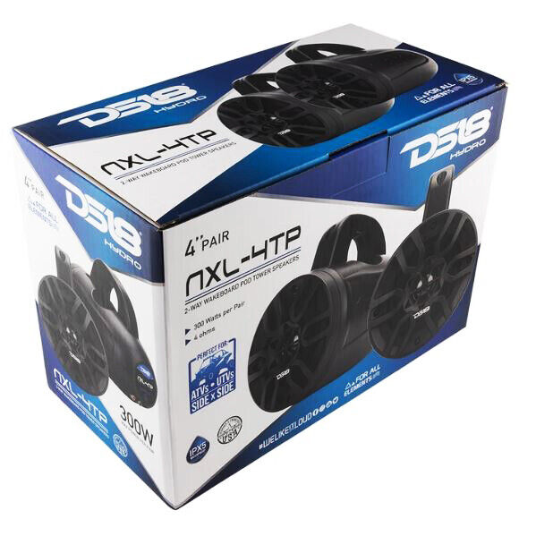 Pair of DS18 4" 4 Ohm 150 Watts Marine Wakeboard Pod Tower Speakers NXL-4TP
