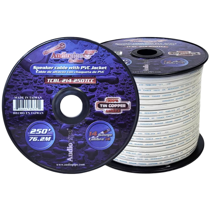 14 GA White PVC Jacket OFC Tin Copper Audiopipe Speaker Wire Lot Cut By The Foot