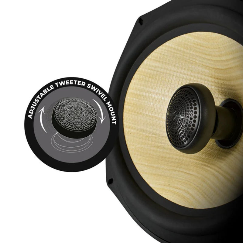 DS18 6x9" 150W RMS 4-Ohm 2-Way Coaxial Speakers with Woven Yellow Composite Cone