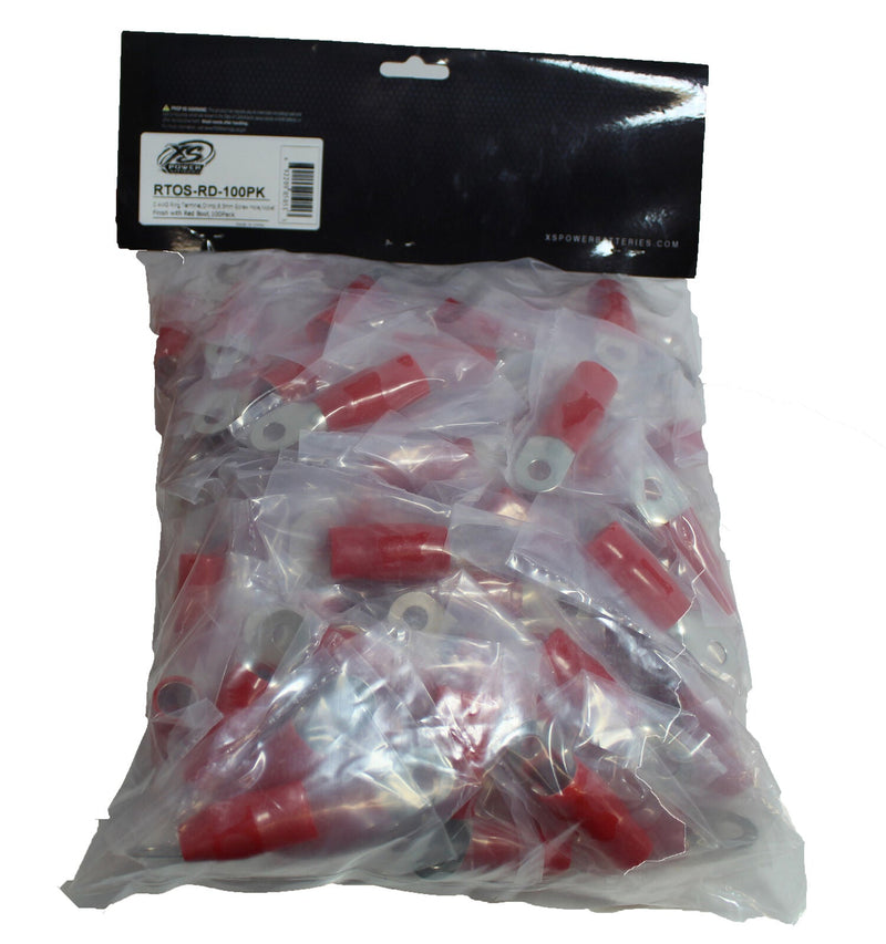 XS Power 5pk, Red 0 AWG 8.5MM Ring Terminals Nickel Plated XS-RT0S-RD