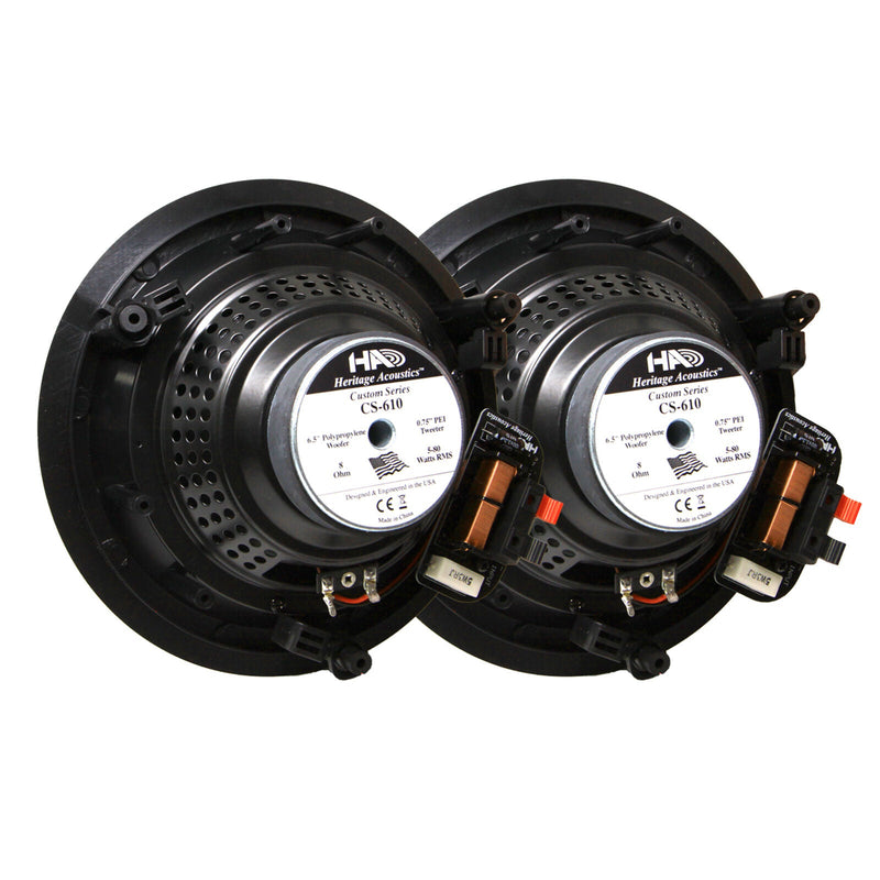 Heritage Acoustics 80 Watt 6.5" In-Ceiling/In-Wall Full Range Speakers Pair