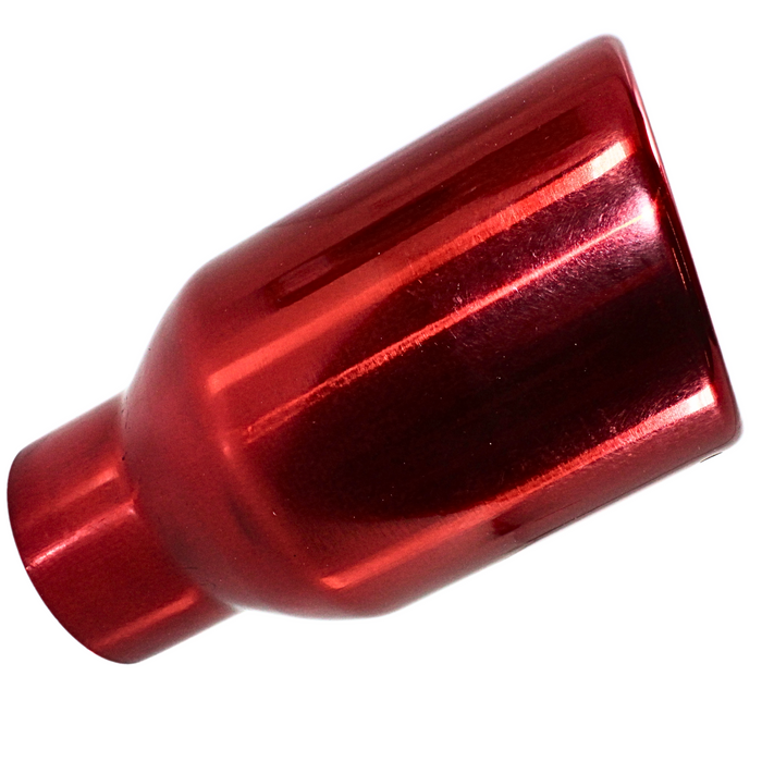 Universal Exhaust Tip Rolled Edged Single Wall Slant Cut Powder Red Open Box