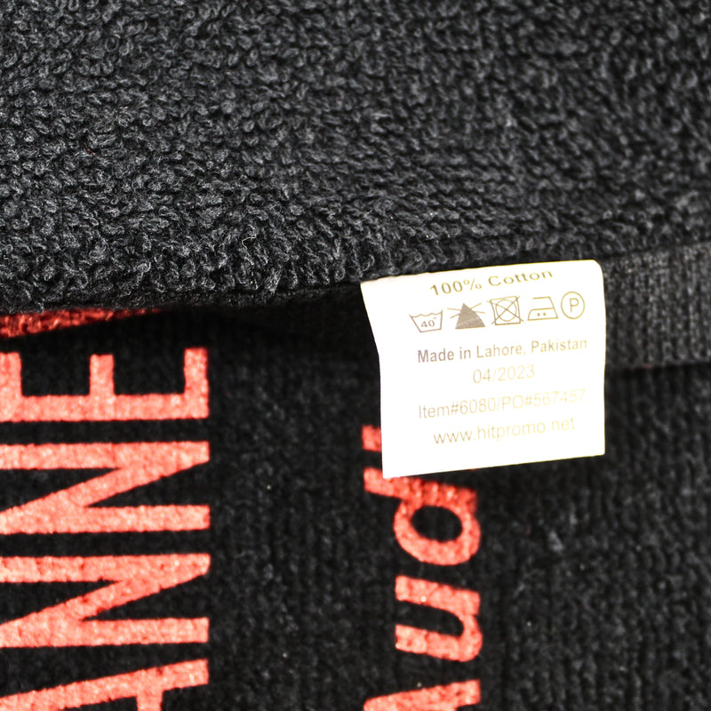 B2 Audio Black 100% Cotton Towel with Red B2 Riot Guy Logo