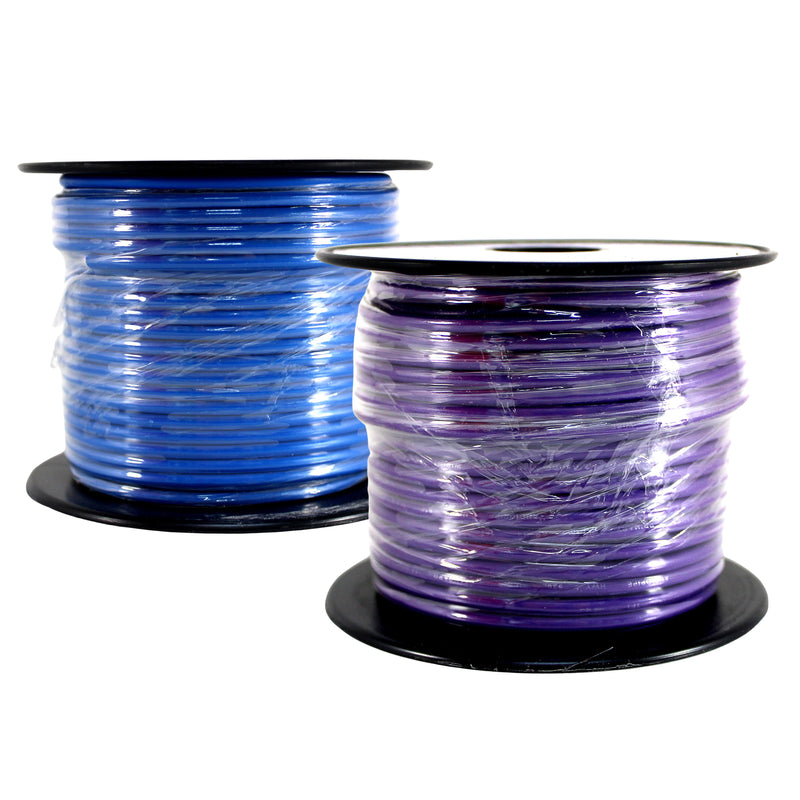 14 GA 100 FT Purple Blue Stranded Spools of CCA Primary Power Ground  Wire Cable