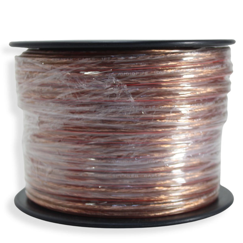 Audiopipe 12 Gauge (AWG) OFC Clear Speaker Wire w/ Red Stripe