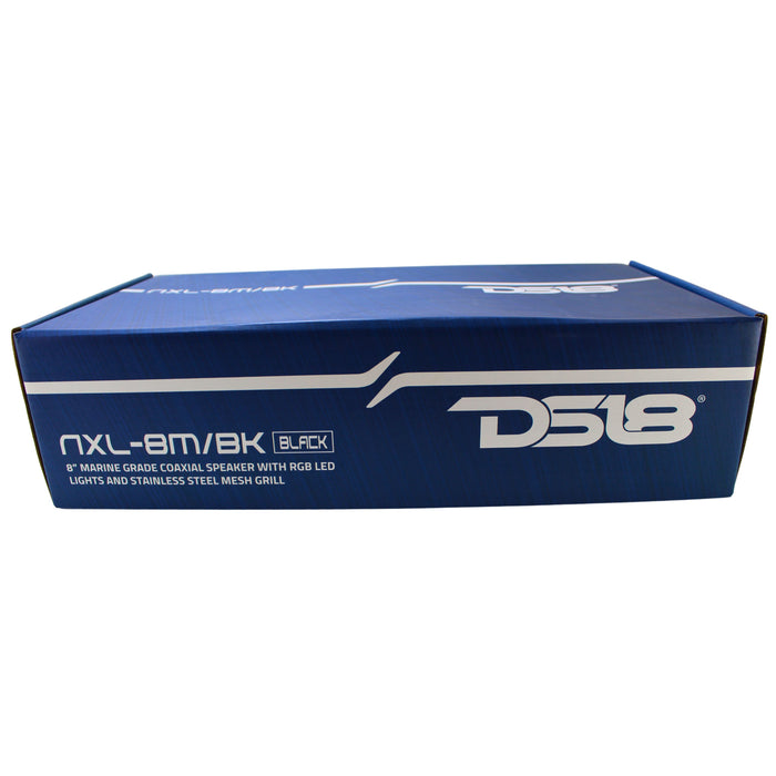 Pair of DS18 HYDRO Black 8" 750W 4-Ohm 2-Way Marine SPKR RGB NXL-8M-BK OPEN BOX
