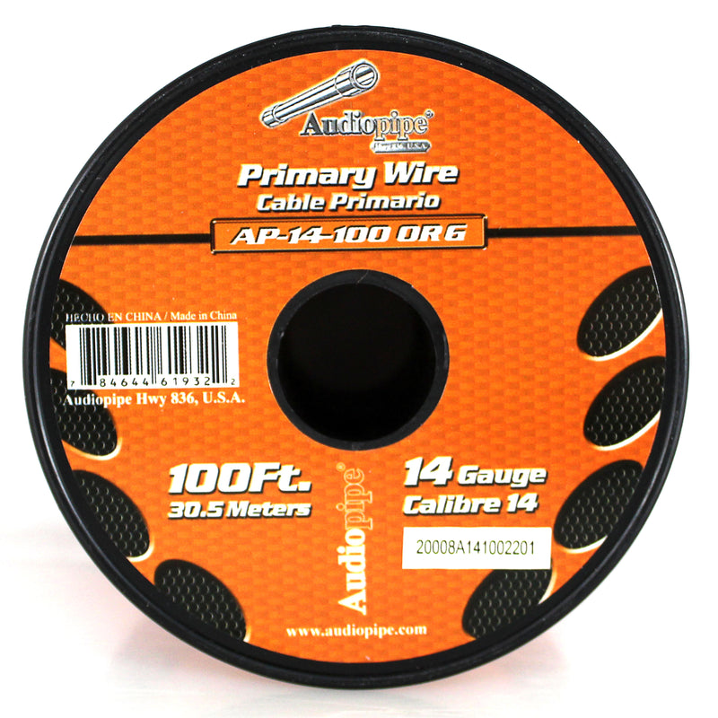 14 GA 100 FT Orange Stranded of CCA Primary Power Ground Wire Cable - Full Spool