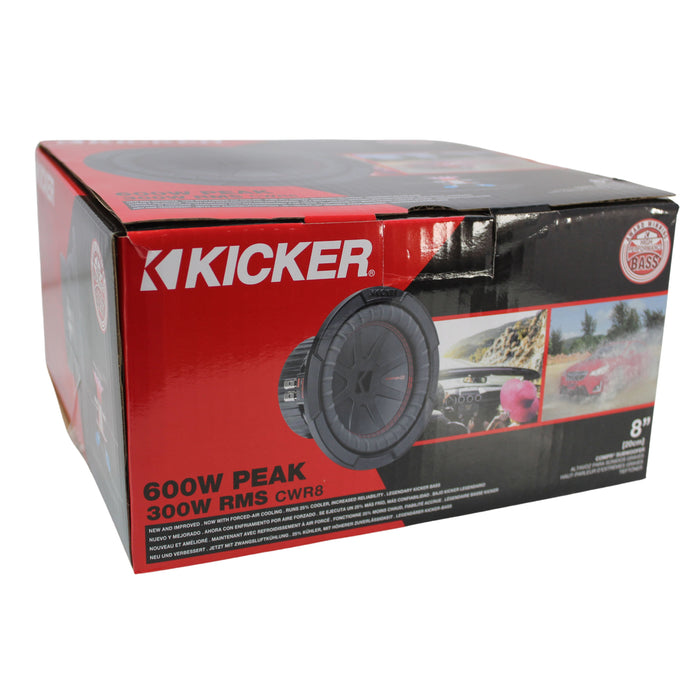 Kicker CompR Series 8" Dual 2 Ohm Voice Coil Car Subwoofer 600W Peak 48CWR82