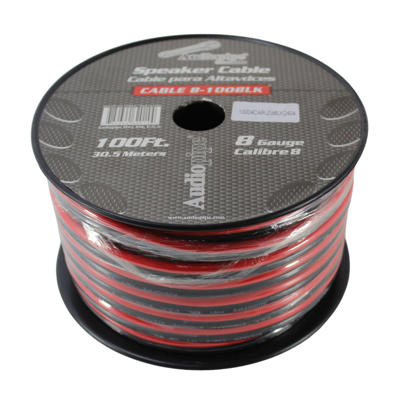8 GA AWG Black/Red PVC Jacketed CCA Audiopipe Speaker Wire Lot Cut By The Foot