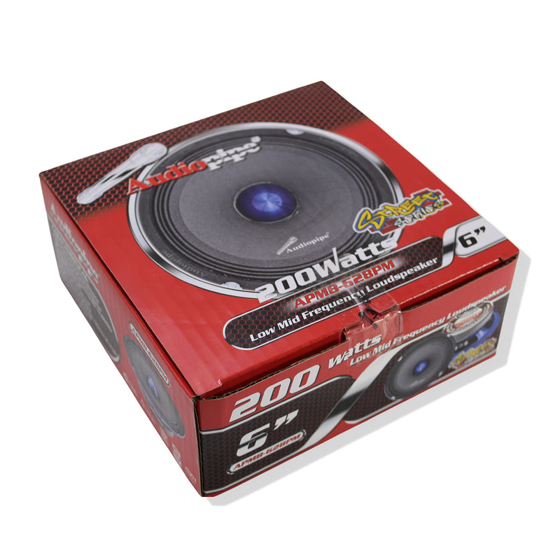 Audiopipe 6" Mid Bass Car Audio Bullet Loud Speaker 100W 4 Ohm Blue