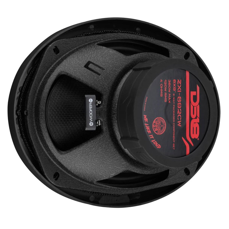 DS18 ZXI 6x9” 120W RMS 4-Ohm 2-Way Component Speaker Pair with Glass Fiber Cone
